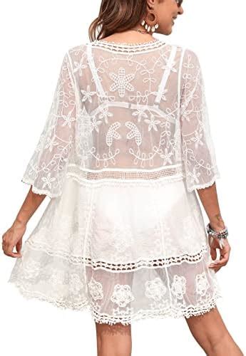 Strandkleid Damen Mit Spitze V Ausschnitt Strandkleider Damen Sommer Strandponcho Damen Bikini