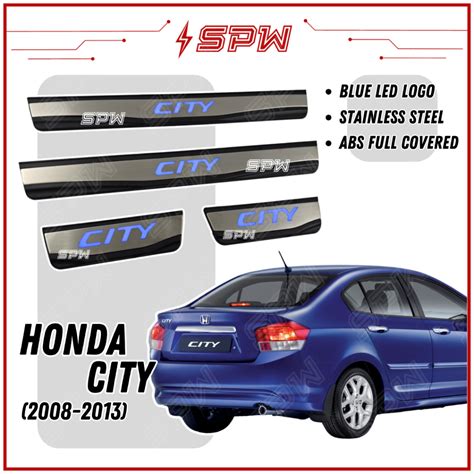 Honda City TMO 2008 2013 Side Step Blue LED 4PCS ABS Stainless Steel