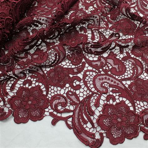 Burgundy Guipure Venice Heavy Lace Fabric By The Yard 10019