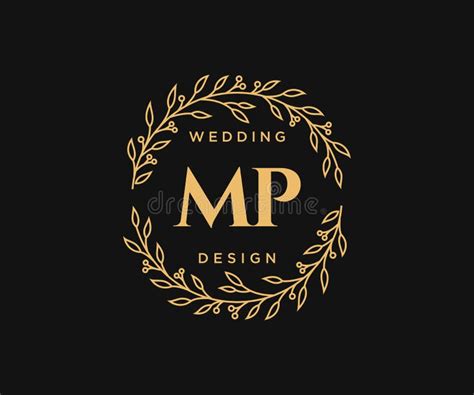 Mp Initials Letter Wedding Monogram Logos Collection Hand Drawn Modern