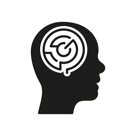 Maze In Human Head Logical Thinking Silhouette Icon Mental Circle