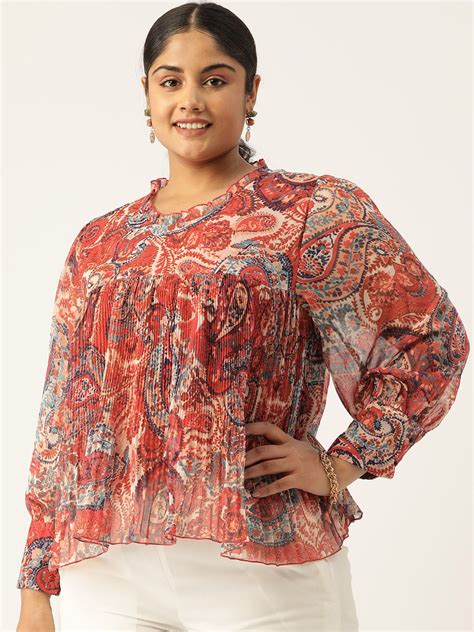 Buy Antheaa Curve Antheaa Curve Plus Size Ethnic Motifs Printed Pleated