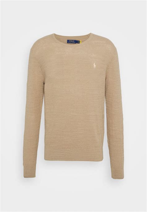 Polo Ralph Lauren Cotton Linen Crewneck Sweater Trui Beige Kaki