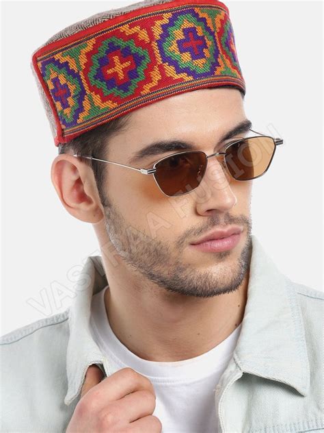 Multicolor Wool Kullu Patti Traditional Pahari Topi Winter Size