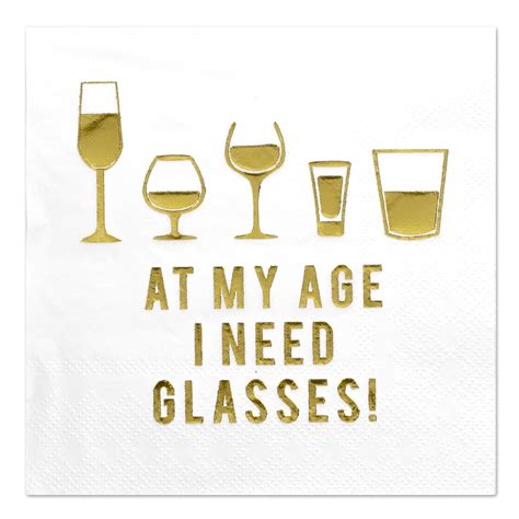 Andaz Press I Need Glasses Funny Quotes Cocktail Napkins Gold Foil