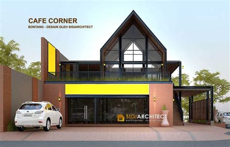 desain cafe corner modern minimalis  lantai hook