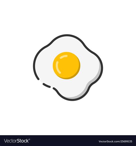 Fried Egg Icon Color Outline Royalty Free Vector Image