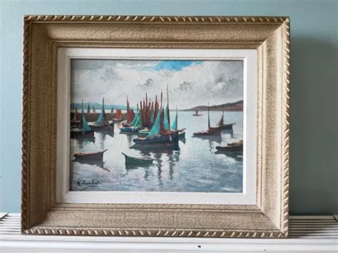 ANCIEN TABLEAU Huile sur toile Marine bateaux signè EUR 40 00