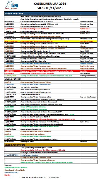 Calendrier Lifa 2024 Maj 18112023 Stade De Vanves Athletisme