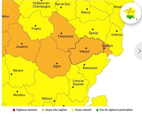 Quatre D Partements De Bourgogne Franche Comt En Vigilance Orange