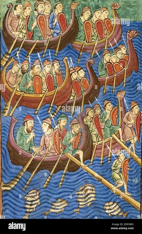 Viking Invasion From Abbo Sic Of Fleurys Manuscript Passio Sancti