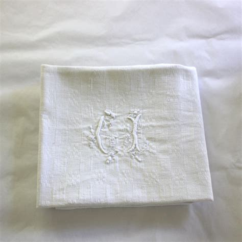 Antique French Monogrammed Napkins C I Set Of 12 Lapkins From