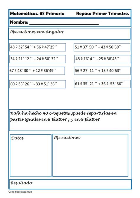 Ejercicios De Matematicas Para Sexto De Primaria Para Imprimir