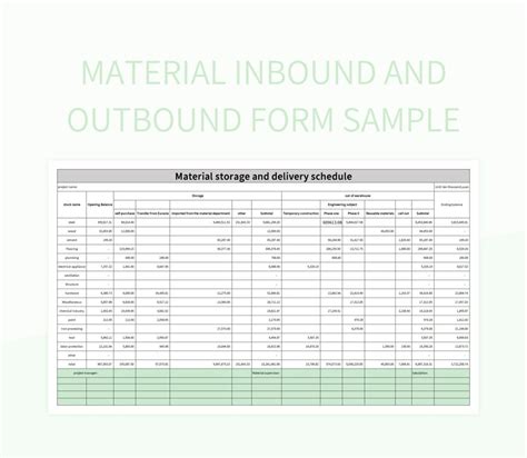 Material Inbound And Outbound Form Sample Excel Template And Google