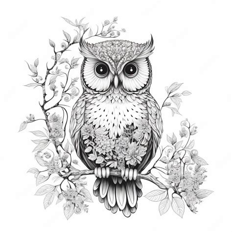 Premium Photo Delightful Owl Outline Illustration For Coloring Book