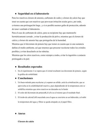 Informe de solubilidad y cristalización pdf Descarga Gratuita