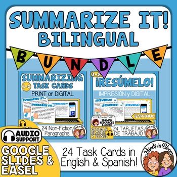 Summarizing Mini Bundle Both English And Spanish Versions For Esl And