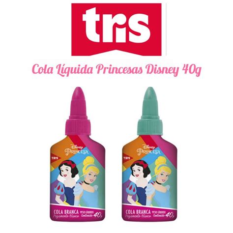 Cola Líquida Branca Escolar Lavável Princesas Disney Tris 40g Shopee