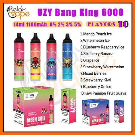 Original Uzy Bang King Puff Disposable Vapes Pen Pre Filled Ohm