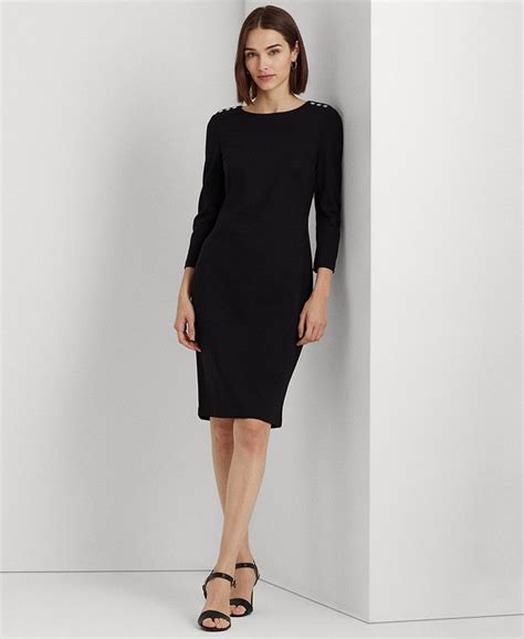 Lauren Ralph Lauren Womens Ponte Three Quarter Sleeve Dress Macys