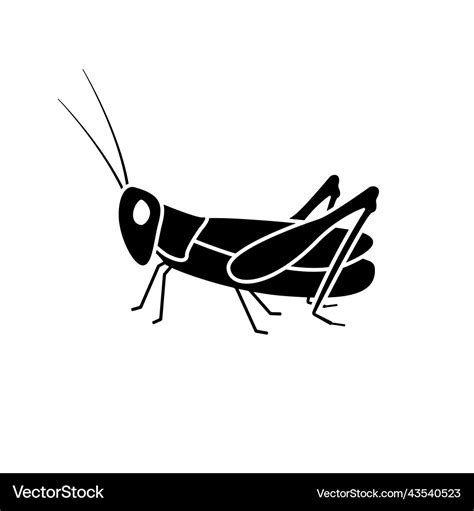 Black Silhouette Of Locust Huge Grasshopper Pest Vector Image