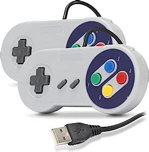 Kit 2 Controle Super Nintendo Snes USB Joystick Retrô fio Video