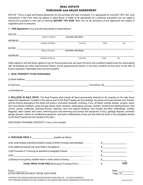 Simple Real Estate Purchase Agreement Templates Free