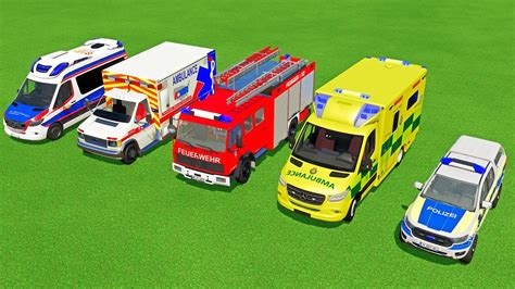 Transporting Fire Departement Ambulance Fire Truck Police Car With