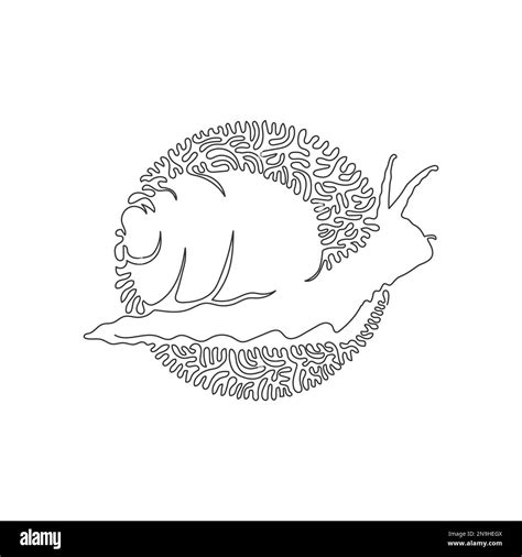 Continuous Curve One Line Drawing Of Cute Snail Abstract Art Single