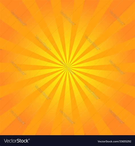 Sun Rays Background Orange Yellow Radiate Vector Image