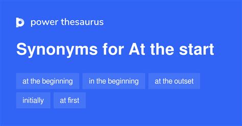 At The Start Synonyms 731 Words And Phrases For At The Start