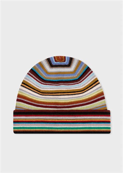 Men S Merino Wool Signature Stripe Beanie Hat