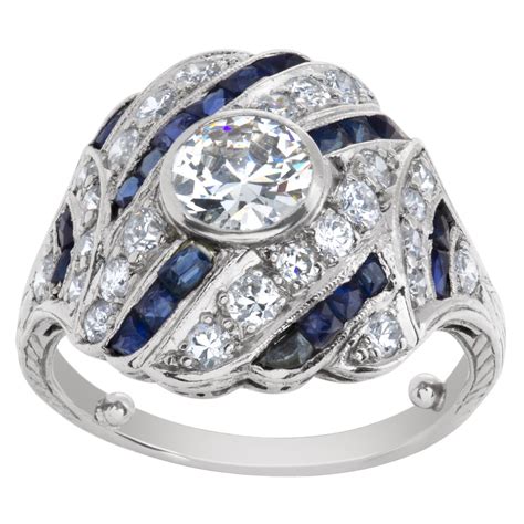 Art Deco Sapphire And Diamond Platinum Ring For Sale At 1stDibs