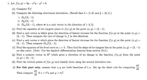 Solved 1 Let F X Y 9y−x2y−y2 6 A Compute ∇f B