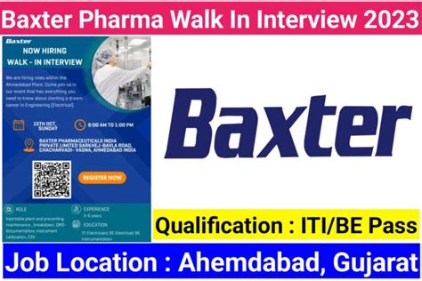 Baxter Pharmaceuticals Walk In Interview 2023