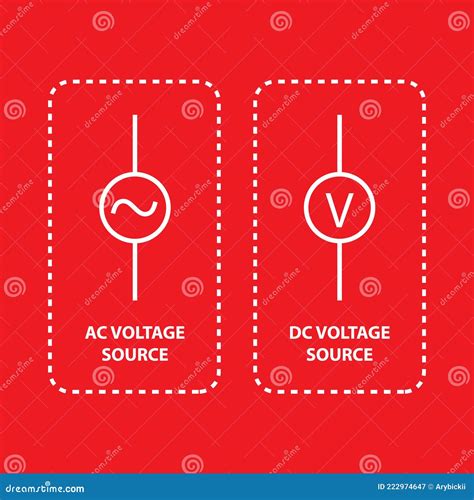 Ac Voltage Source And Dc Voltage Source Stock Vector Illustration Of