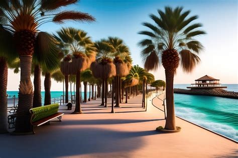 Premium Ai Image Palm Trees Alley On Seafront Promenade In Antalya Turkey