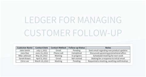 Ledger For Managing Customer Follow Up Excel Template And Google Sheets