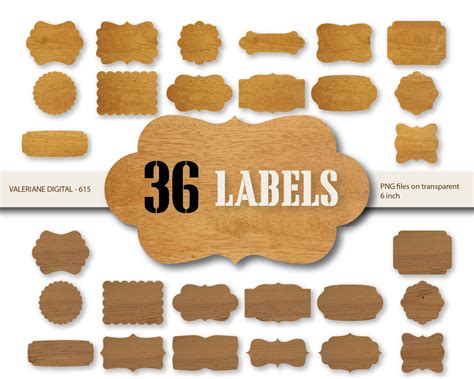 36 Wood Digital Labels Wood Digital Frame Clipart Digital