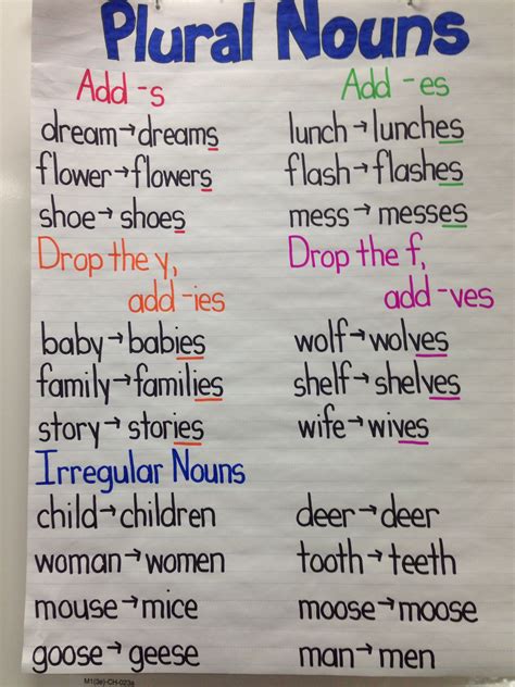 Anchor Chart For Plural Nouns