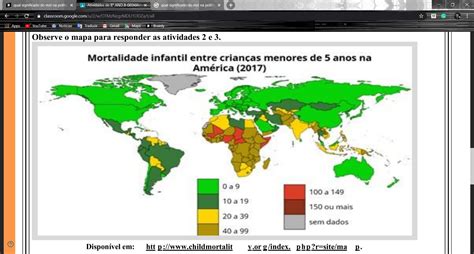 1 A partir da observação do mapa descreva a situação da mortalidade