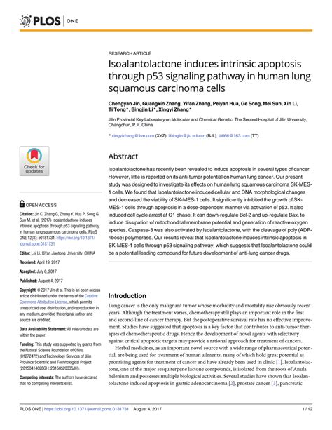 PDF Isoalantolactone Induces Intrinsic Apoptosis Through P53