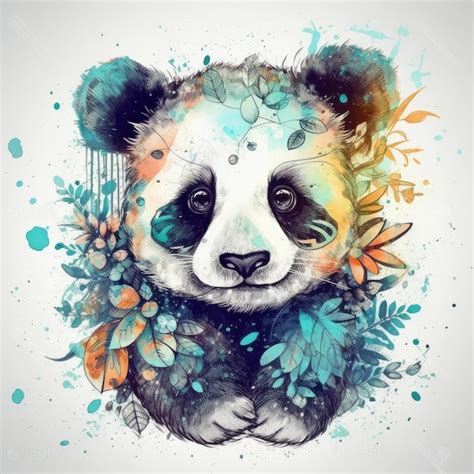 Premium AI Image Cute Watercolor Baby Panda Illustration AI GenerativexD