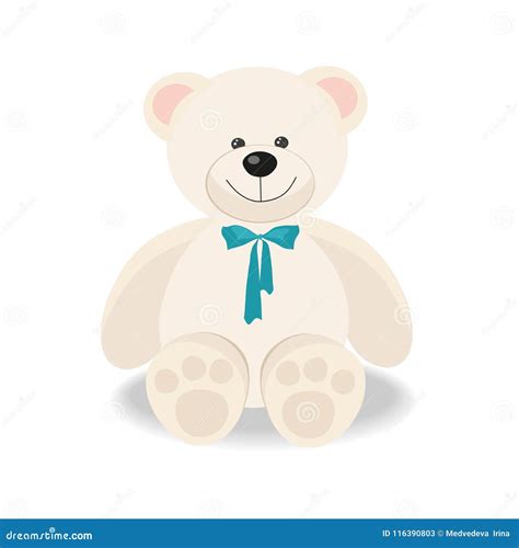 Urso De Peluche Branco Do Brinquedo Isolado No Branco Ilustração do