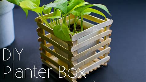 Planter Box Diy Build Popsicle Stick Pot Crafts Youtube