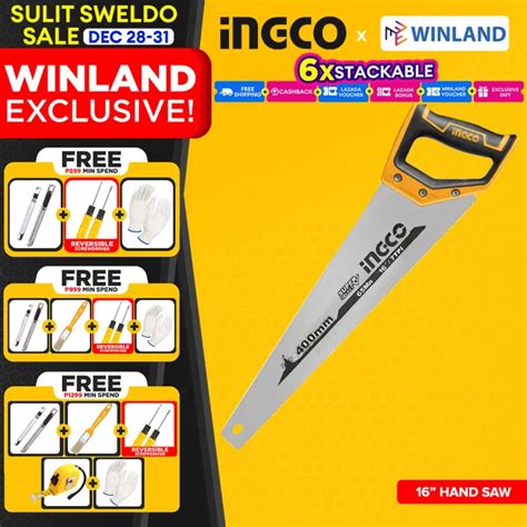 INGCO By Winland Hand Saw 16 400mm 0 9mm 7TPI HHAS15400 Lazada PH