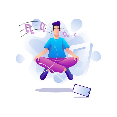 Meditation with music illustration vector concept 2723658 Vector Art at Vecteezy