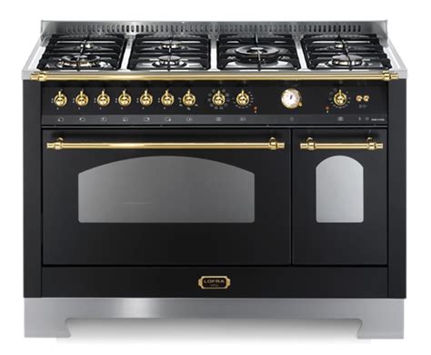 Piano De Cuisson Dolce Vita 120 Cm 2 Fours Noir Laiton Gaz