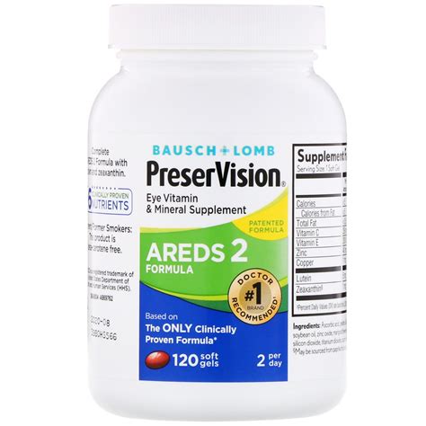 Bausch And Lomb Preservision Areds 2 Formula Eye Vitamin And Mineral Supplement 120 Soft Gels