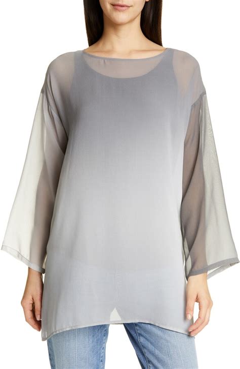 Eileen Fisher Sheer Silk Tunic Shopstyle Tops